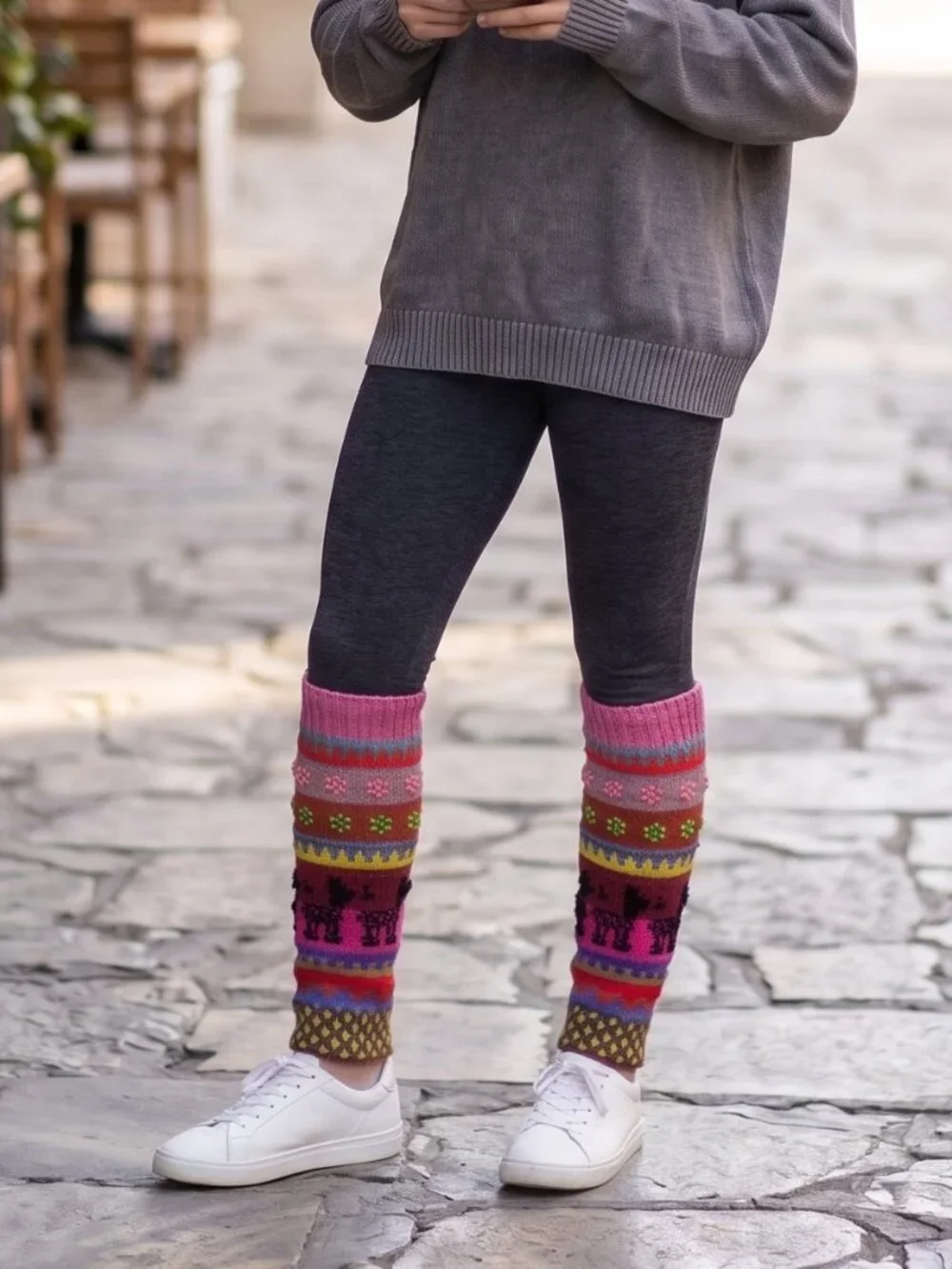 Andean Alpaca Wool Leg Warmers, Hand-knitted, Cusco, Peru